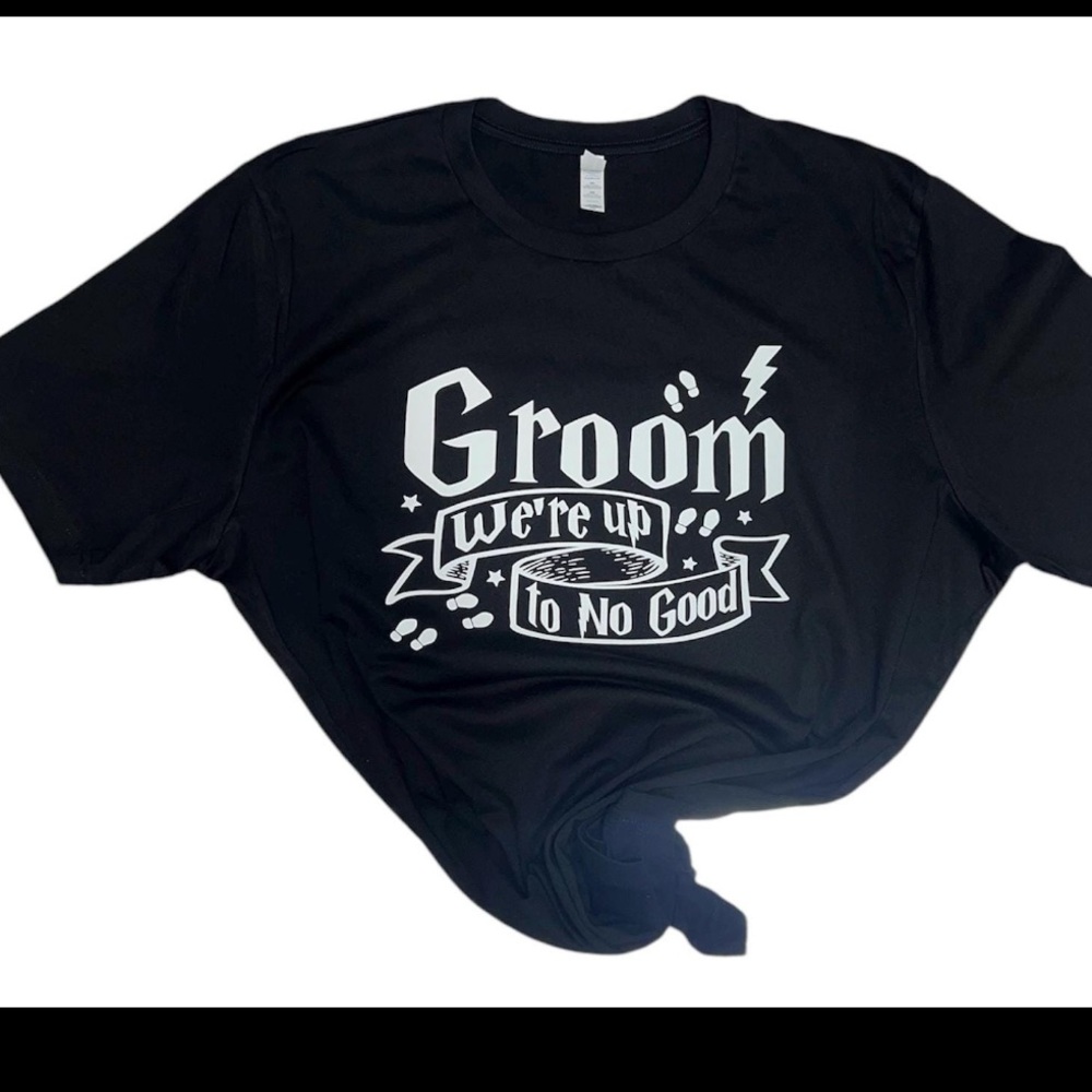 HARRY POTTER WIZARD THEMED BACHELOR WEDDING FESTIVITIES BLACK TEE SIZE L